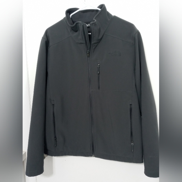 The North Face Full Zip Men's M Gray Windwall fleece lined Jacket Zip pockets
